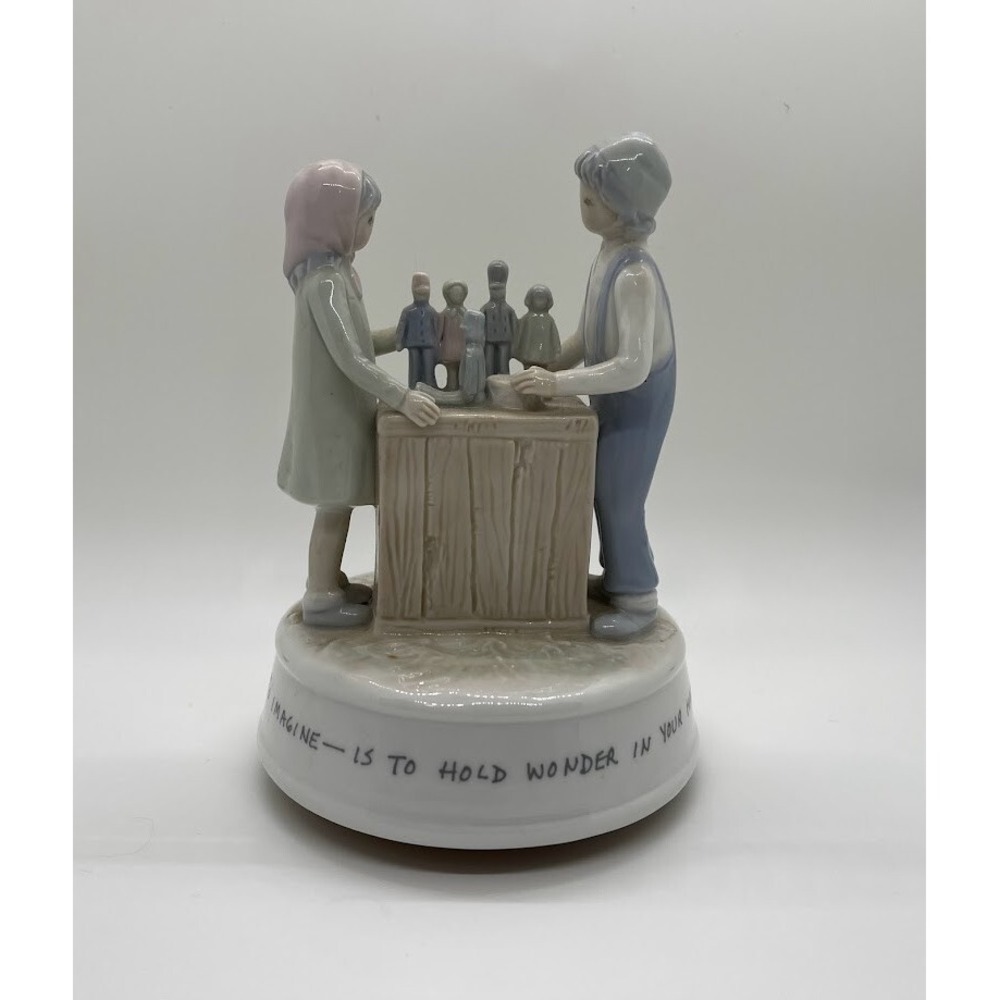 Flavia Weedn Turning Porcelain Music Box "This Old Man" 1984 Hand Painted